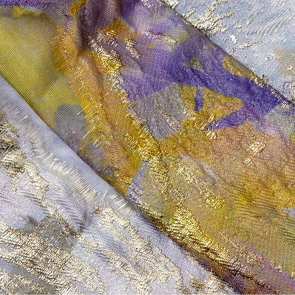 Formal Evening Gown One Shoulder Blue Purple Green Textured Abstract Pattern US4 - Picture 6 of 9